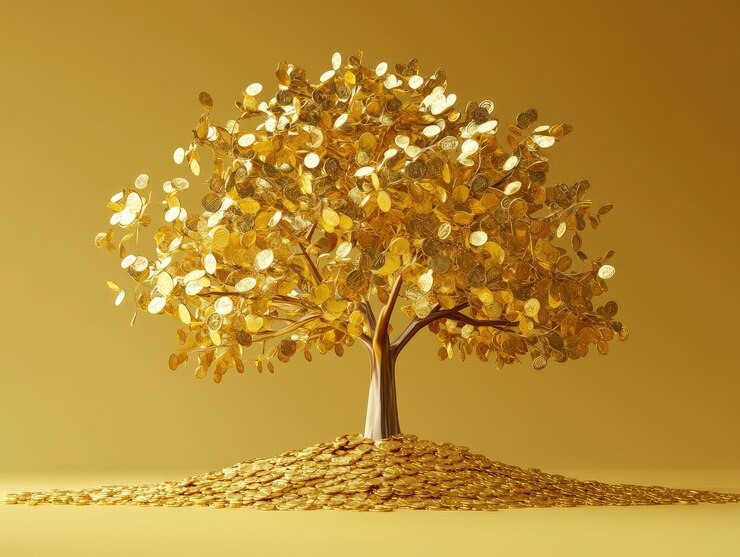 Gold bars with falling price charts, overlaid by global news headlines and economic report visuals, symbolizing mounting pressure on gold amid mixed macro risks.