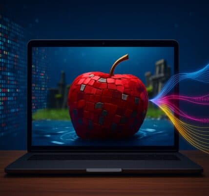 Exploding DeFi visuals with Etherlink logo and ripe apples raining over a rising TVL chart, symbolizing the $18M surge driven by Apple Farm incentives.