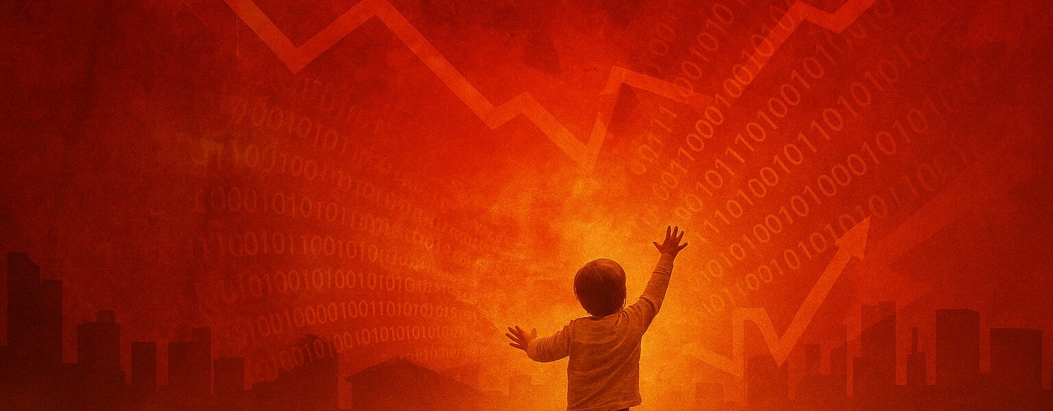 Silhouetted figure stands amid fiery financial chaos, symbolizing panic and speculation following Mantra DAO’s $27M transfer after a catastrophic token collapse.