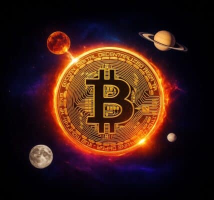 Cryptocurrency symbols overlaid on evidence bags and a police operation scene in Brazil, representing the $2.3M crypto-linked protection racket investigation.