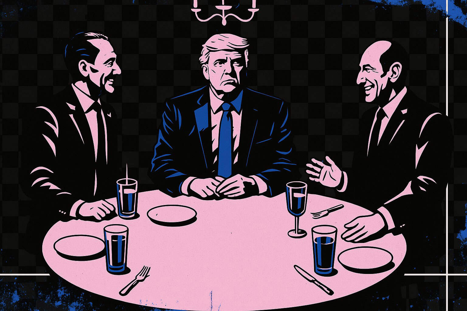 $TRUMP token holders invited to dinner with Donald Trump, with a large "$300K Myth" graphic crossed out, emphasizing that a far lower token amount is needed.