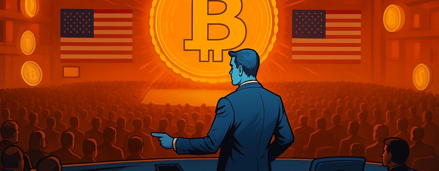 Nexo logo against the backdrop of the U.S. Capitol and a crypto policy document, symbolizing its reentry into the American market amid shifting regulations under Trump-era influence.