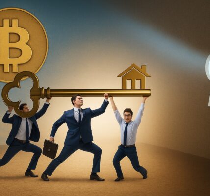 Bitcoin mining facility surrounded by insurance shields and a financial graph showing $912M inflows, symbolizing the rising demand for risk protection amid institutional investment.