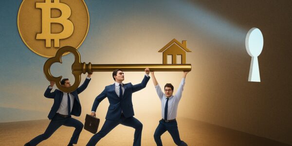 Bitcoin mining facility surrounded by insurance shields and a financial graph showing $912M inflows, symbolizing the rising demand for risk protection amid institutional investment.