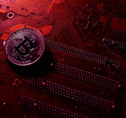 Tesla logo beside a Bitcoin chart showing a sharp rise and gradual fall, symbolizing Tesla’s shifting influence in the crypto market.