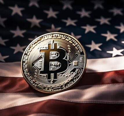 Deutsche Bank and Standard Chartered logos overlaid on a U.S. map with soft-glow regulatory icons and crypto symbols, illustrating their strategic entry amid easing regulations.