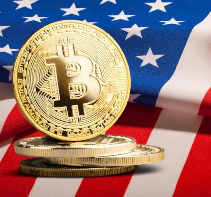 Howard Lutnick with a Bitcoin symbol shining like a crown above U.S. economic charts, representing Bitcoin’s role in Trump’s emerging financial strategy.