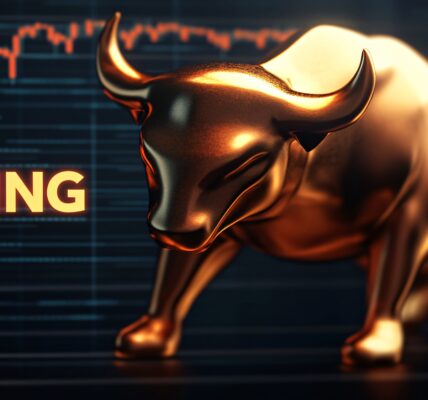 A rising bull emerging from shadows as Best Wallet lights the path ahead, symbolizing early access to the next crypto rally.