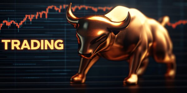 A rising bull emerging from shadows as Best Wallet lights the path ahead, symbolizing early access to the next crypto rally.