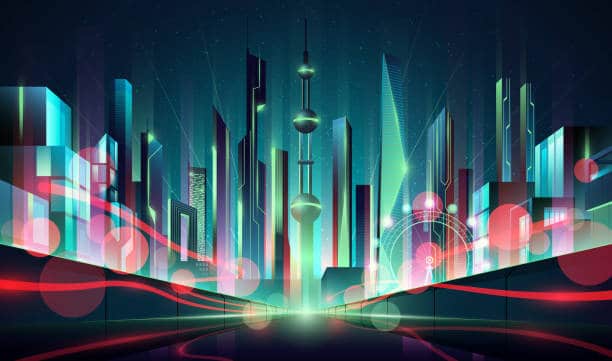 IOTA symbol with futuristic network visuals, staking tokens, and smart contract icons, signaling the launch of its rebased protocol on May 5.