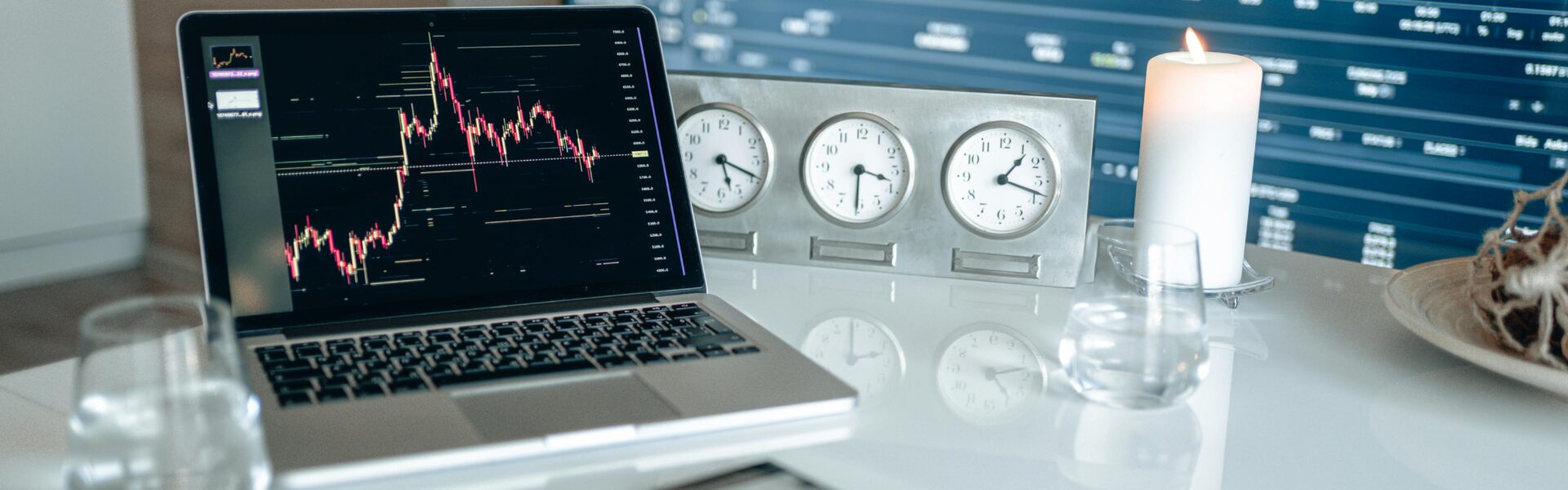 Tablet showing digital crypto charts and icons, reflecting anxiety in the market ahead of major political developments.