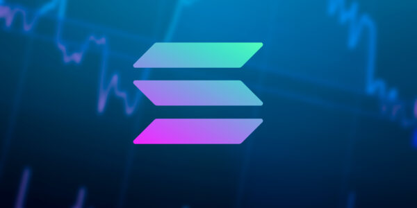 Solana (SOL) logo with financial growth charts in the background, symbolizing Janover’s market rally and crypto pivot.