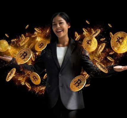Bitcoin, gold bars, and fading U.S. dollar bills alongside Asia’s billionaires, representing a strategic shift toward asset diversification amid currency concerns.