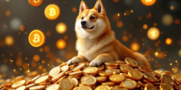 Dogwifhat token with rising exchange inflow arrows and smart money icons exiting, signaling increased sell pressure and potential trend reversal.