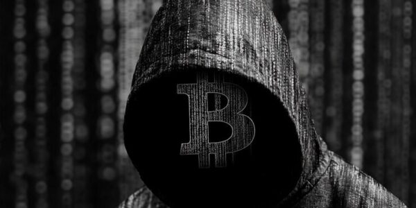 A distressed elderly figure beside a drained Bitcoin wallet and blockchain traces, symbolizing how even early adopters face serious security threats in crypto.