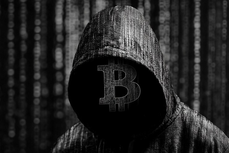 A distressed elderly figure beside a drained Bitcoin wallet and blockchain traces, symbolizing how even early adopters face serious security threats in crypto.