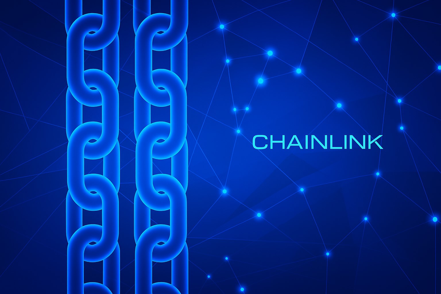 The Graph logo with GRT tokens moving across blockchain bridges powered by Chainlink CCIP, connecting networks like Solana, Arbitrum, and Base.