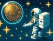 Bitcoin chart peaking at $111K with Pizza Day visuals, institutional logos, and market volatility indicators, representing bullish sentiment despite a turbulent backdrop.