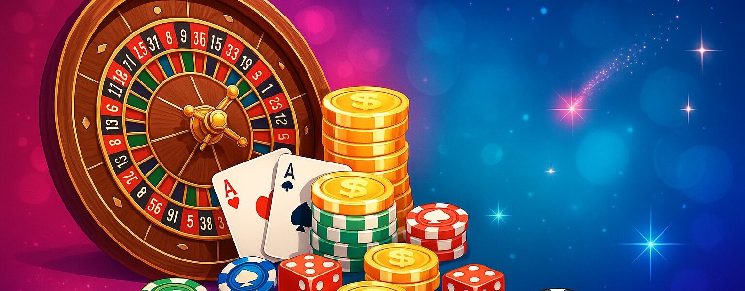 Lucky Green Casino interface showing side-by-side visuals of welcome bonuses (deposit match, free spins) and loyalty rewards (VIP tiers, cashback), illustrating a head-to-head value comparison.