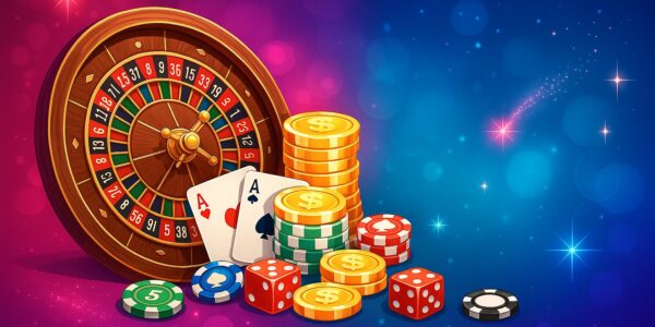 Lucky Green Casino interface showing side-by-side visuals of welcome bonuses (deposit match, free spins) and loyalty rewards (VIP tiers, cashback), illustrating a head-to-head value comparison.