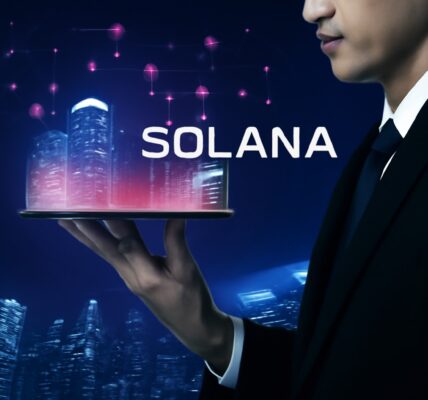 SOL Strategies logo looming over the Solana network with validator nodes and a $500M investment tag, raising questions about control and decentralization.