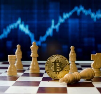 Michael Saylor with Bitcoin icons and a financial growth chart pointing upward, symbolizing the potential for Strategy’s meteoric rise driven by a $40 billion BTC investment.