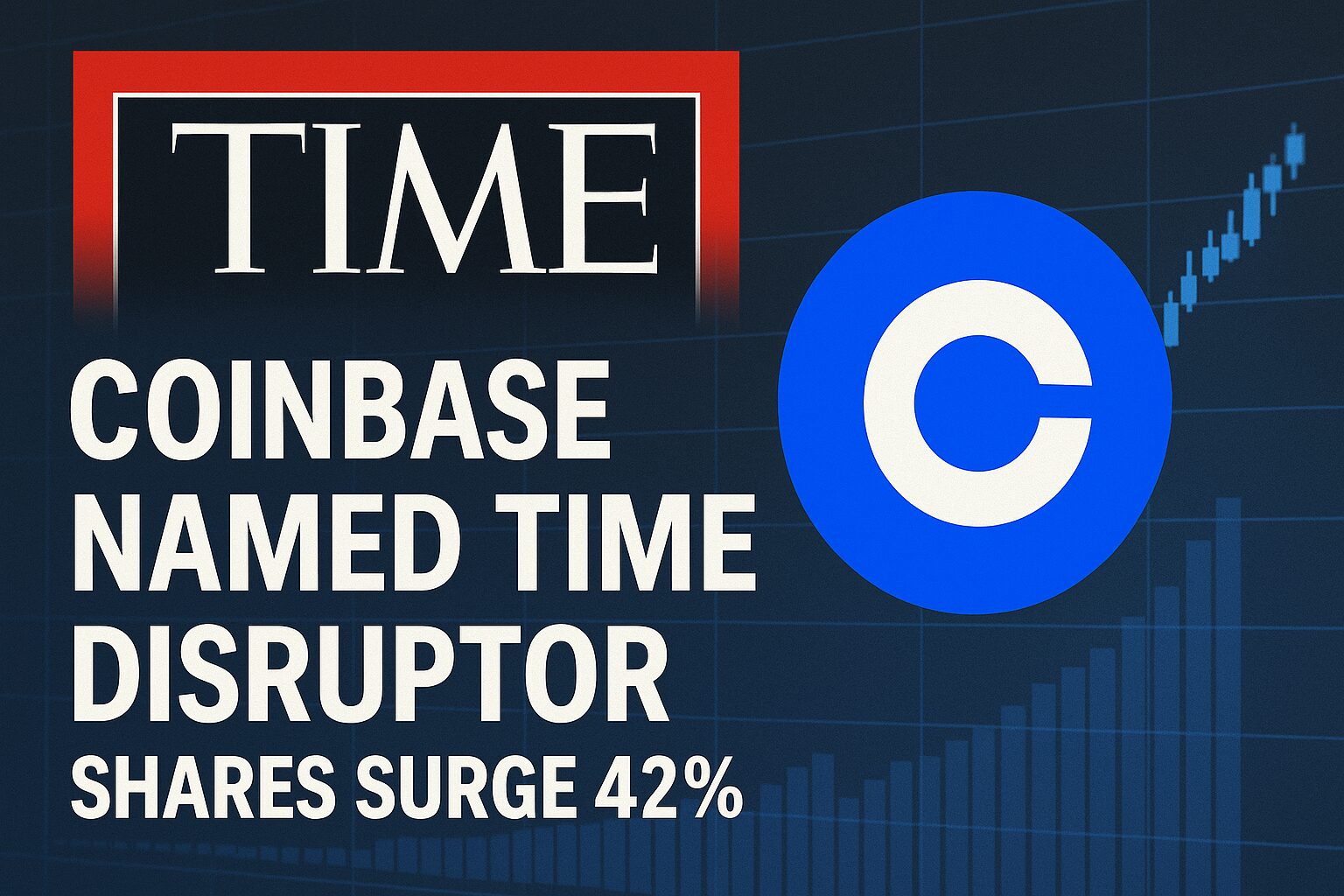 Coinbase Named TIME Disruptor as Shares Surge 42%